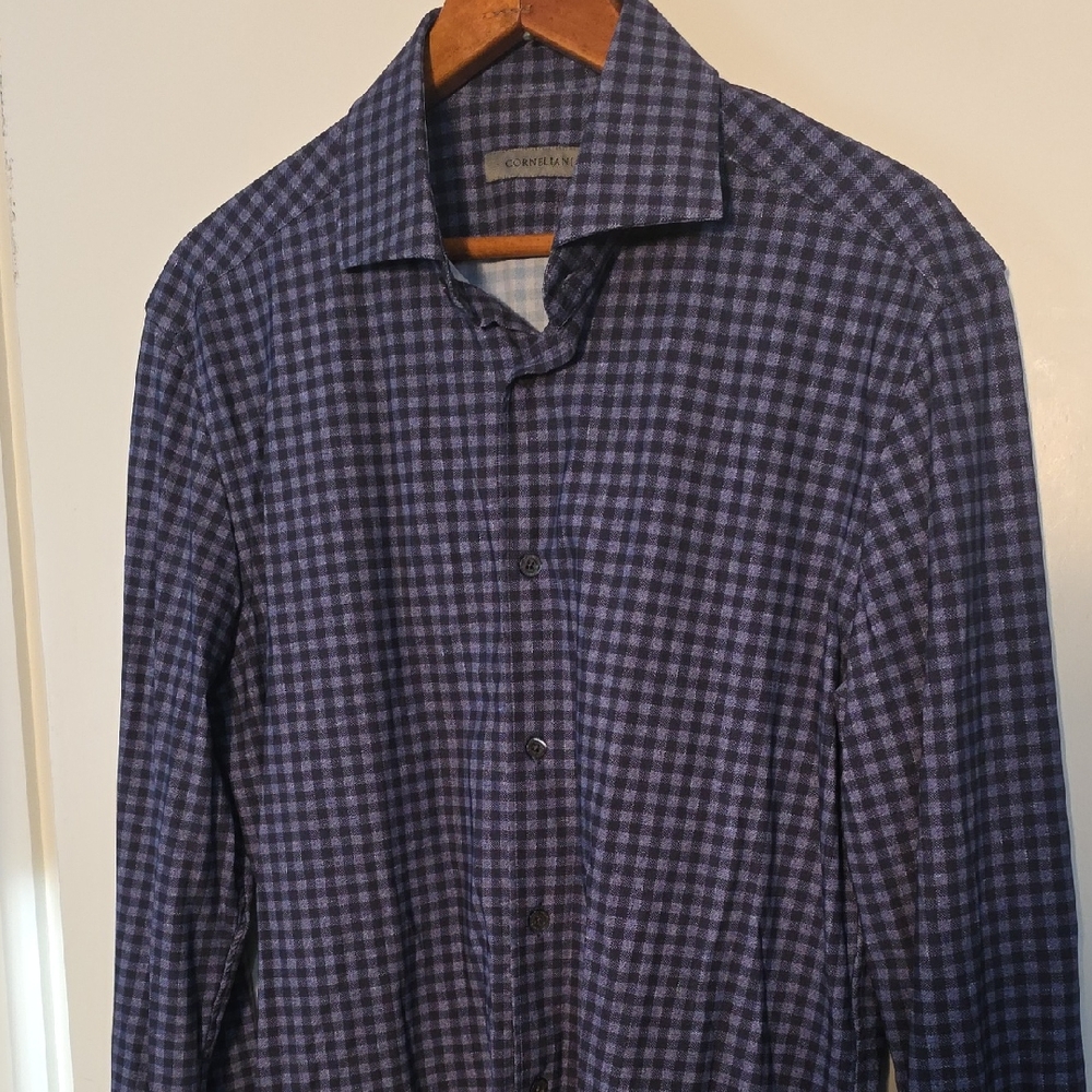 Corneliani Stretch Casual Shirt Perfect Condition 15.5 Neck 39 Chest 33" Sleeve